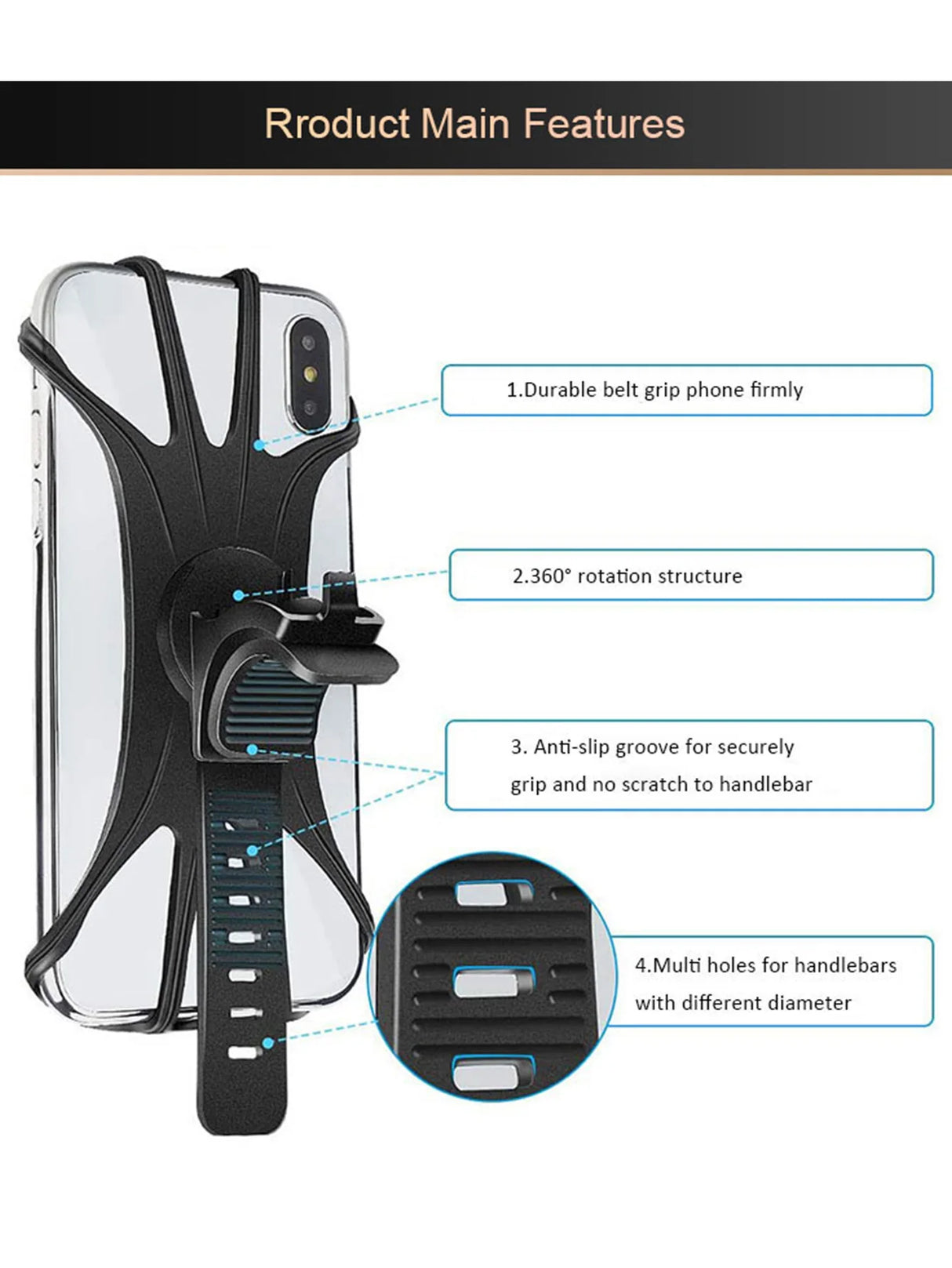 Oneside Silicone Bike Phone Mount — 360° Universal Holder