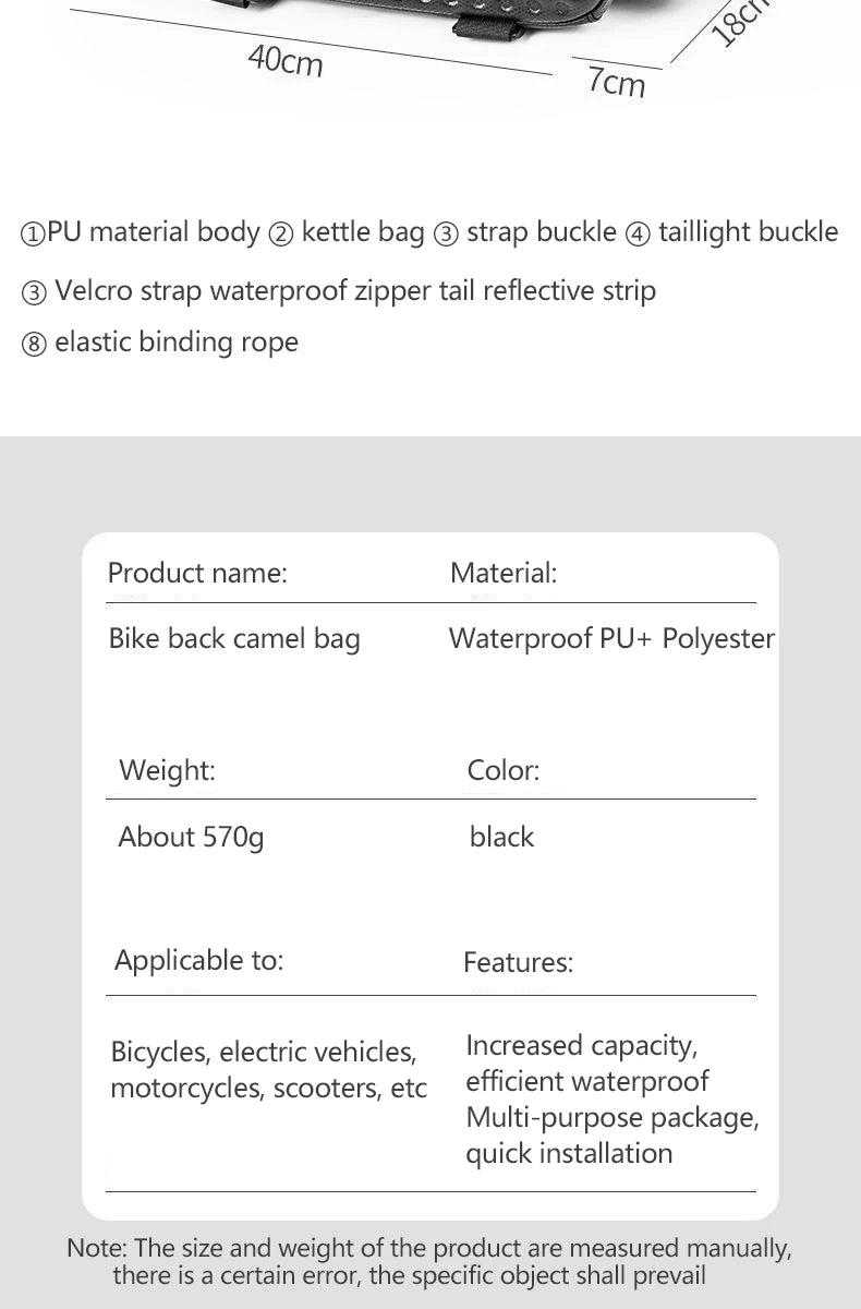 Oneside 10L Bike Rear Seat Bag — Waterproof Rack Saddlebag