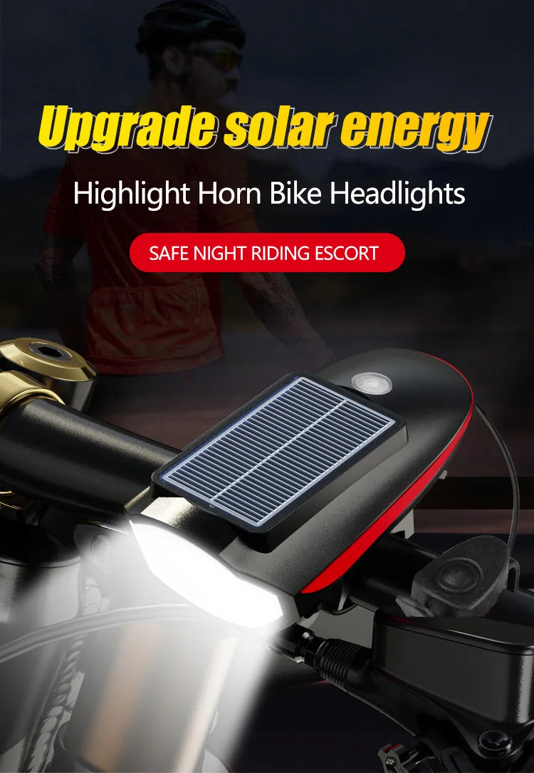 Oneside Solar Bike Light & Bell — LED Headlamp with Horn
