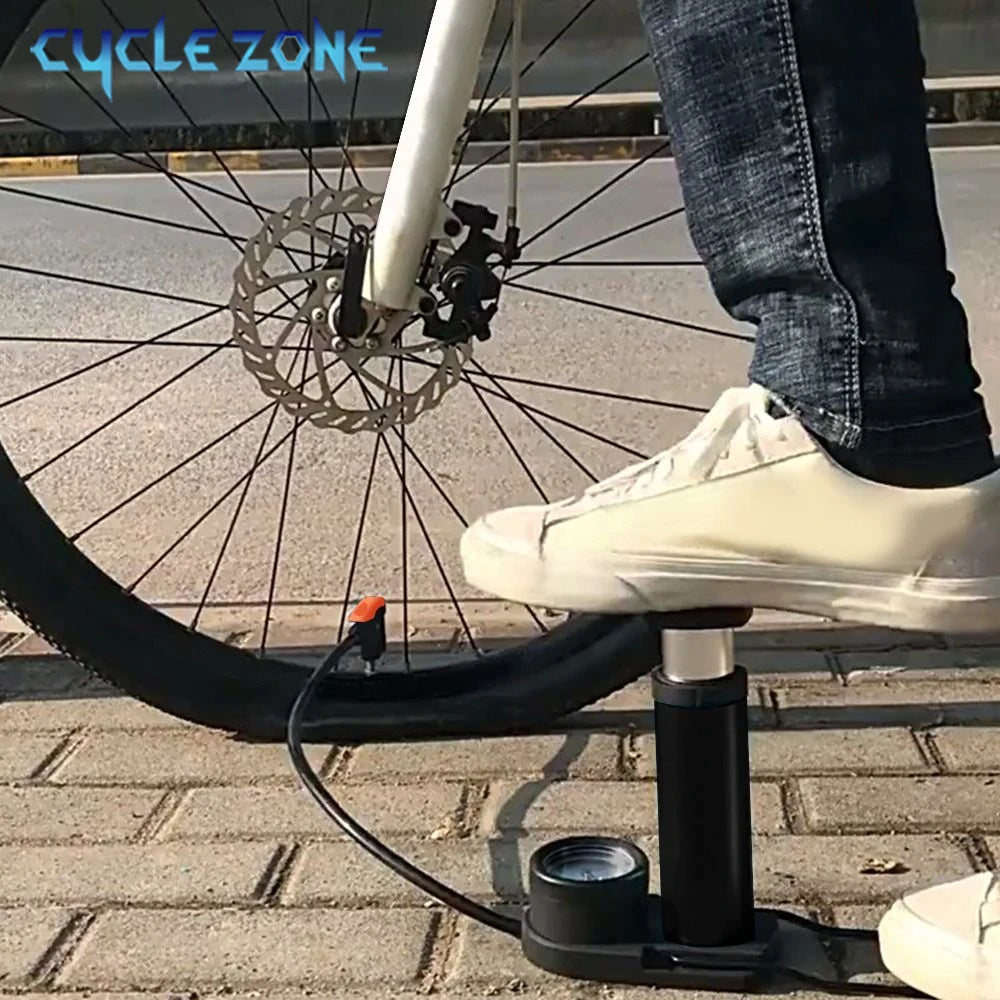 Oneside Mini Bike Pump — Portable Foot Pump with Gauge