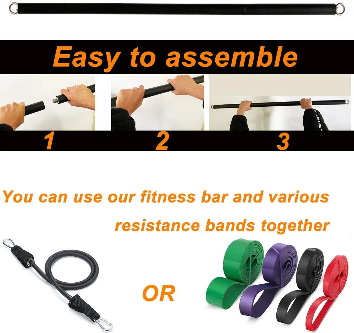 Oneside Workout Bar with Resistance Bands — Yoga & Pilates Set