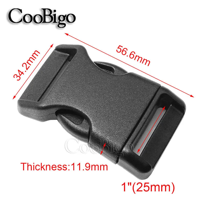 Oneside Curved Paracord Buckles — 10–25mm Plastic Clips