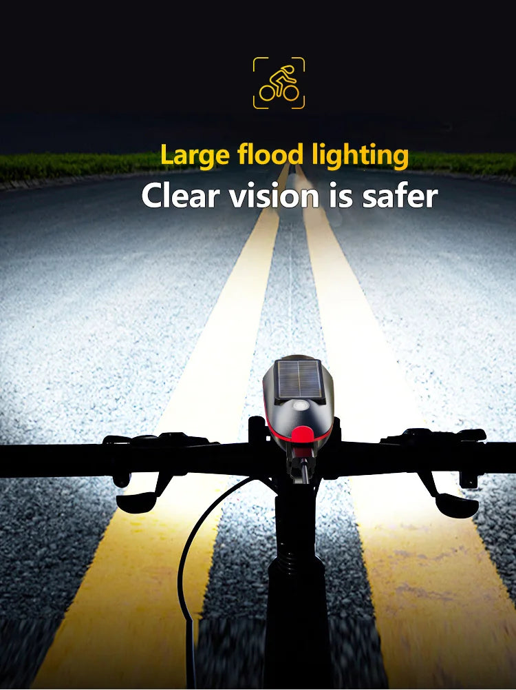 Oneside Solar Bike Light & Bell — LED Headlamp with Horn