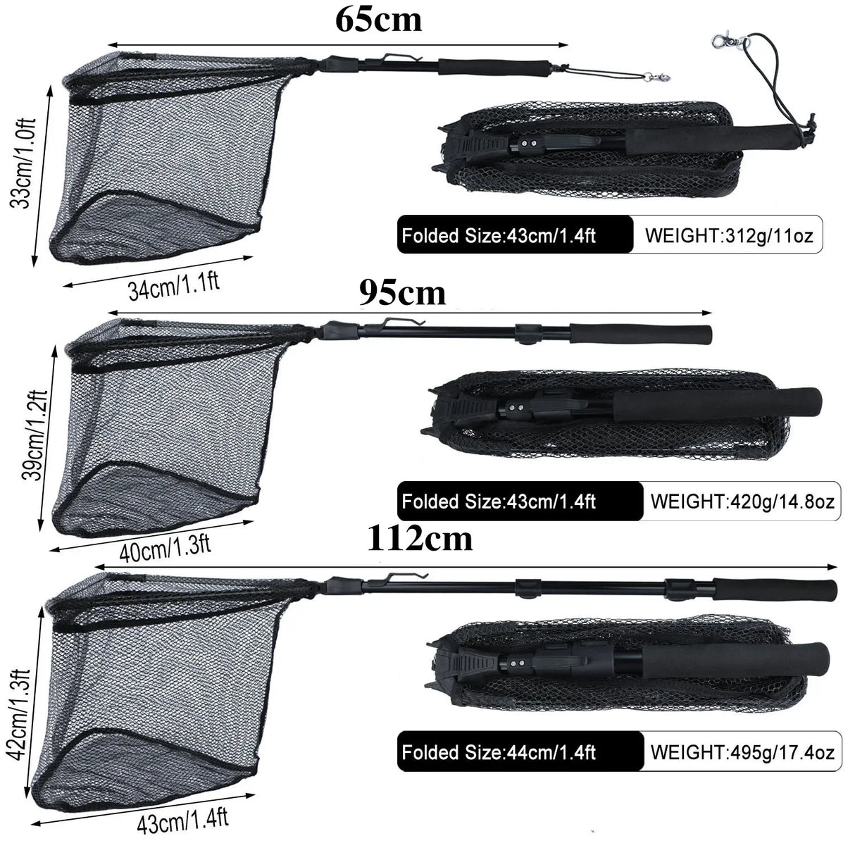 Oneside Telescopic Landing Net — 65–112cm Foldable Brail Net