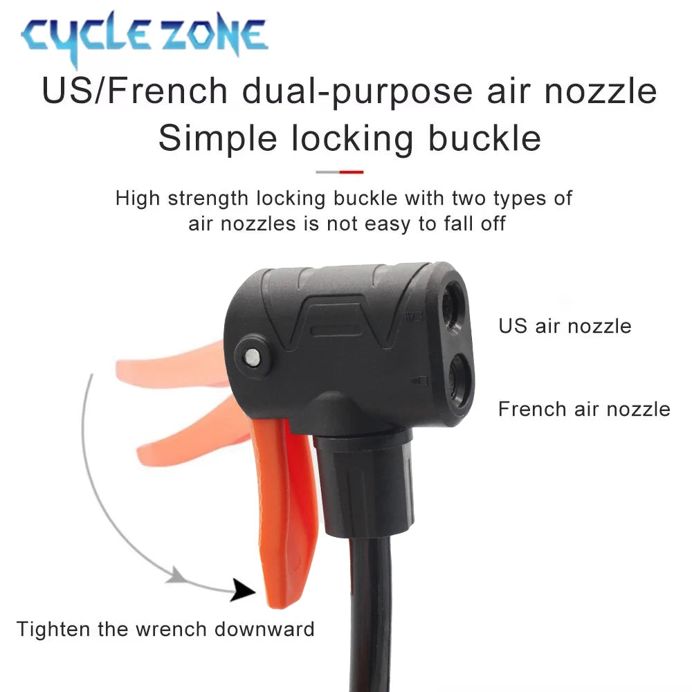 Oneside Mini Bike Pump — Portable Foot Pump with Gauge