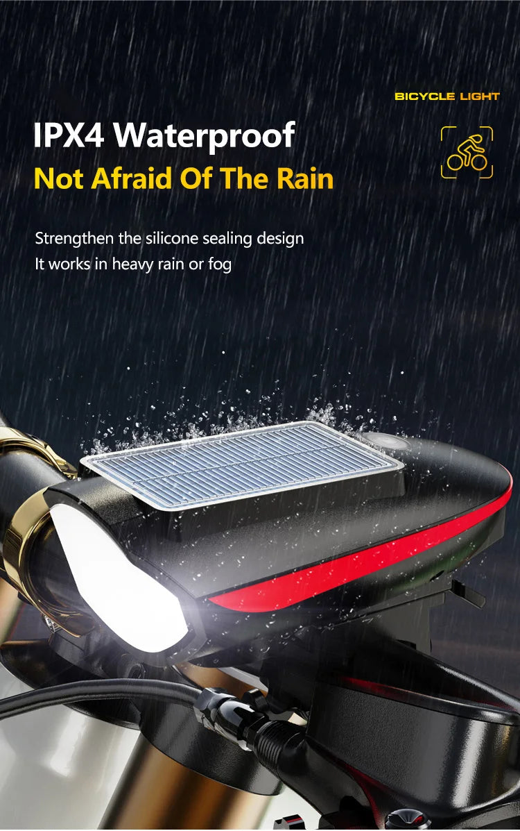 Oneside Solar Bike Light & Bell — LED Headlamp with Horn