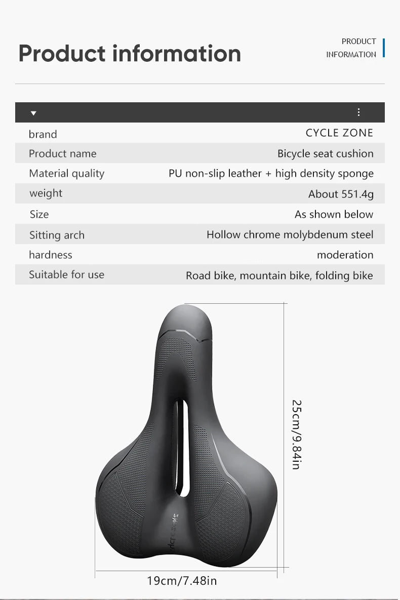Oneside Hollow Bike Saddle — Breathable Shockproof PU Seat