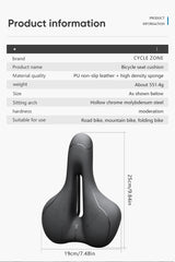 Oneside Hollow Bike Saddle — Breathable Shockproof PU Seat