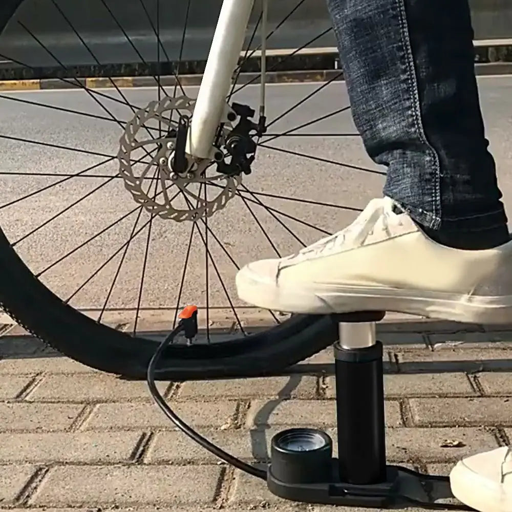 Oneside Mini Bike Pump — Portable Foot Pump with Gauge