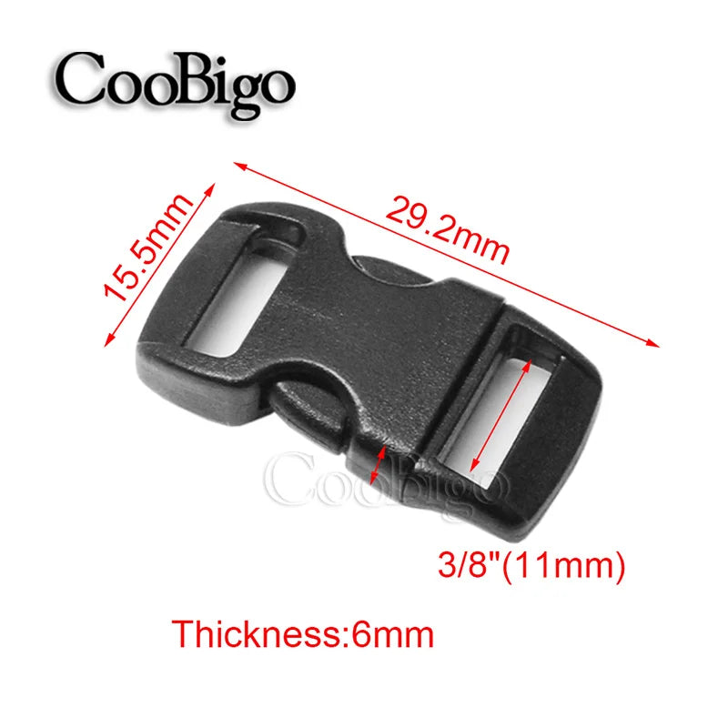 Oneside Curved Paracord Buckles — 10–25mm Plastic Clips