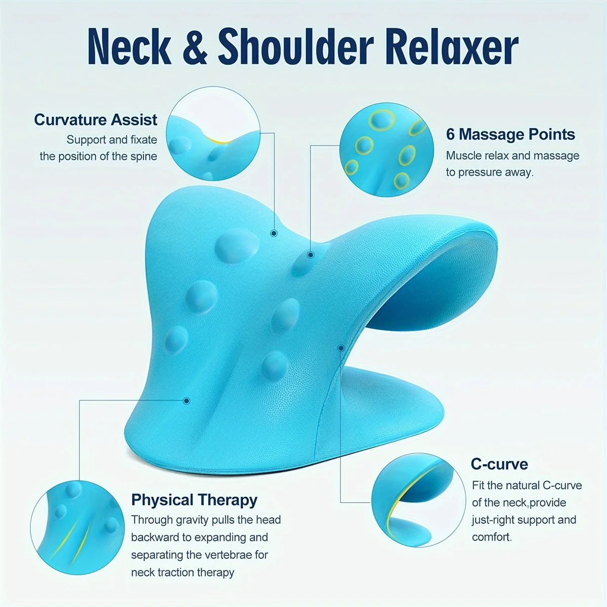 Oneside Cervical Neck Traction Pillow — C-Shaped Relaxer for Neck, Shoulder & TMJ Pain Relief