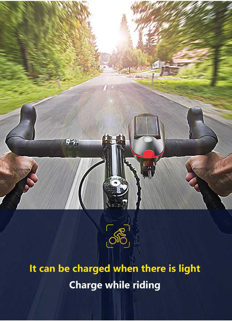 Oneside Solar Bike Light & Bell — LED Headlamp with Horn