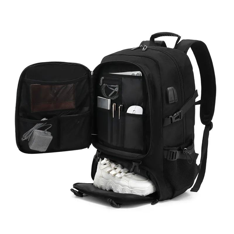 50L / 80L Large Travel Backpack for Men – Waterproof Outdoor Business Bag with Separate Shoe Compartment & Multi-Zone Storage