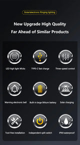 Oneside Solar Bike Light & Bell — LED Headlamp with Horn
