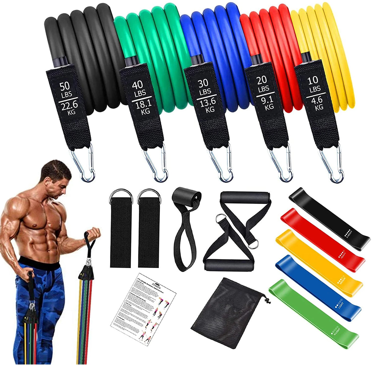 Oneside Workout Bar with Resistance Bands — Yoga & Pilates Set