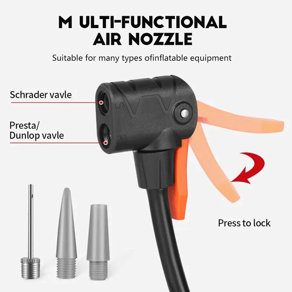 Oneside Mini Bike Pump — Portable Foot Pump with Gauge